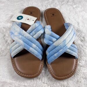 Shade & Shore Women's Tie Dye Slide Sandals Blue Perla Size 9 New With Tags